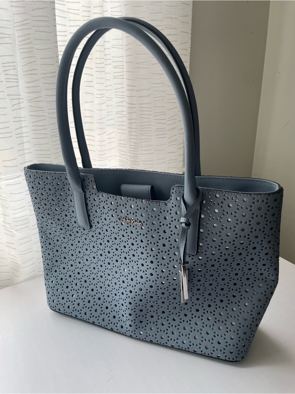Calvin Klein Dusty Blue Perforated Tote